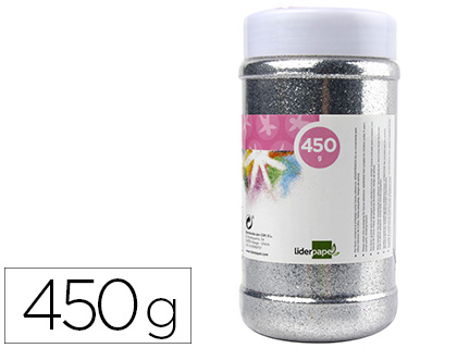 Bote 450g. purpurina Liderpapel color plata metalizado